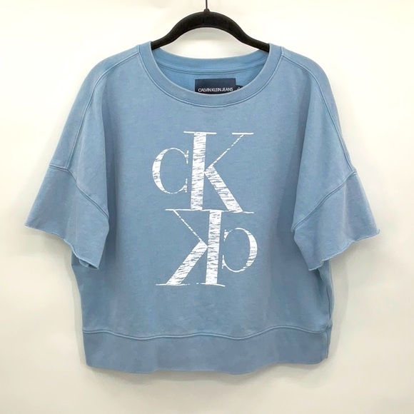 Calvin Klein Tops - CK Calvin Klein Jeans Pale Blue Short Sleeve Crewneck Sweatshirt Size Medium